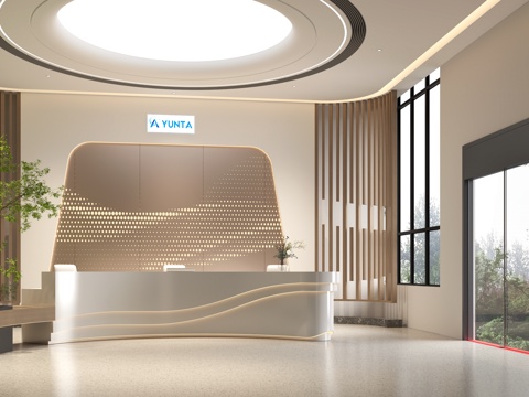  现代前台接待大厅 公司前台服务台 医美前台服务台 教培前厅导3d模型 