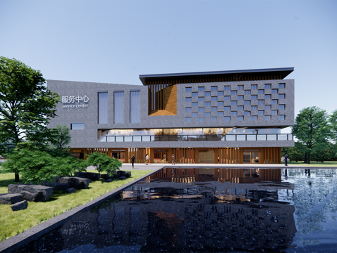 现代党群活动中心 服务站 驿站 办公建筑su模型