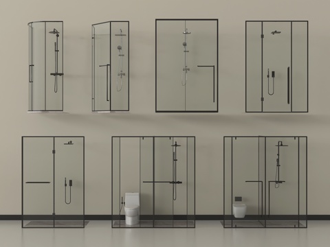 现代淋浴房  淋浴间 花洒  卫浴用品su模型