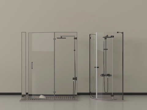 现代淋浴房  淋浴间 花洒su模型