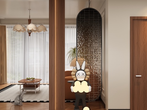  中古风玄关隔断3d模型 