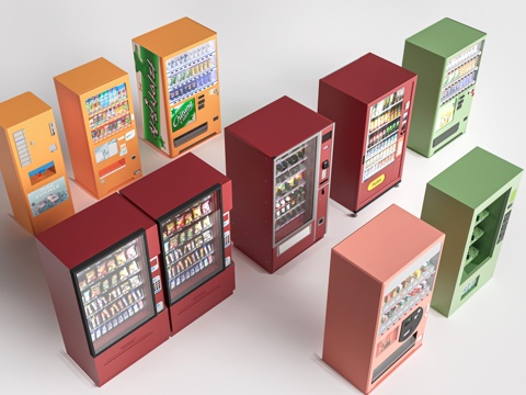 现代自动售卖机 冰柜 自助冷柜 贩卖机su模型