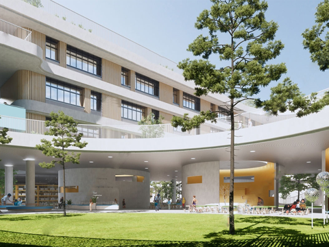 现代校园景观  校园建筑 教学楼建筑su模型