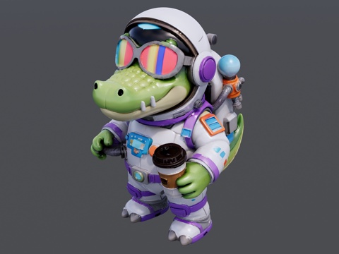 鳄鱼雕塑摆件su模型