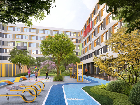 现代校园景观  校园建筑su模型