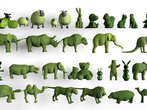 现代植物雕塑 动物造型绿植 植物造型su模型