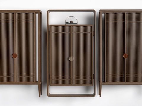 新中式置物架 博古架 储物柜 装饰柜su模型