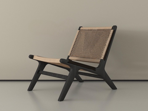 侘寂风单椅   藤编椅 休闲椅su模型