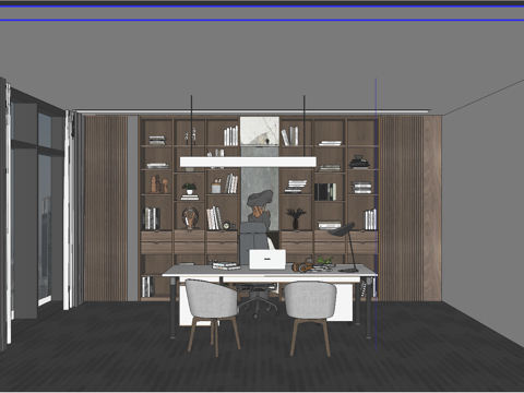 现代高级经理办公室  书房su模型