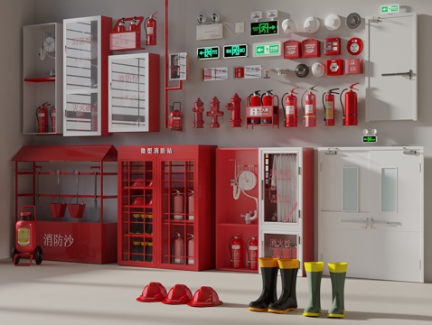  现代消火栓 消防器材 消防设施 灭火器 微型消防站 消防栓3d模型 