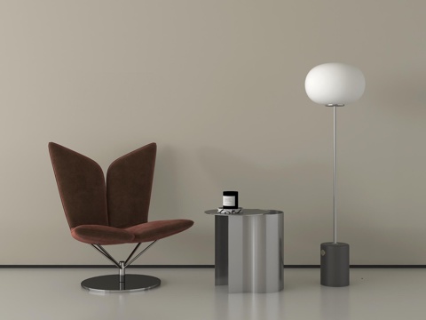 意式单椅  休闲椅   落地灯 茶几su模型