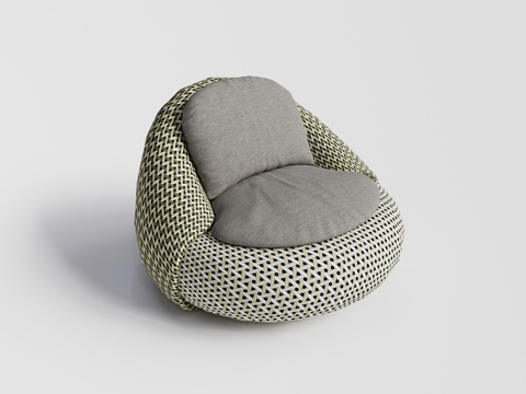 DEDON - 现代户外沙发 懒人沙发 藤编单人休闲沙发su模型