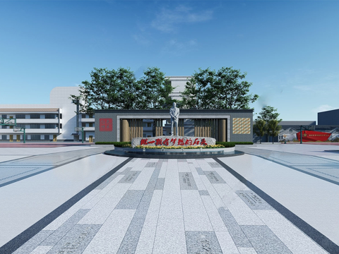 现代校园景观  校园建筑 教学楼建筑su模型