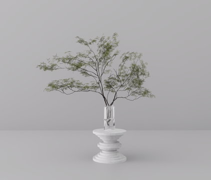 玻璃瓶植物su模型