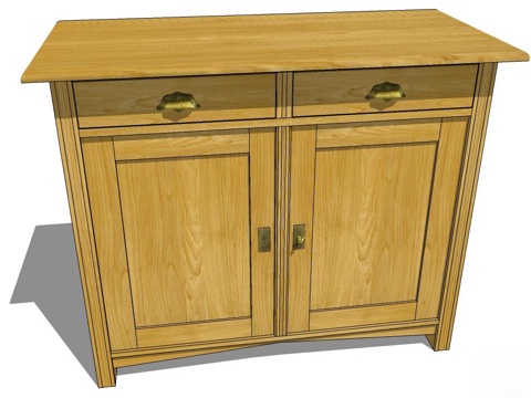 储物柜 边柜 斗柜 实木储物柜su模型