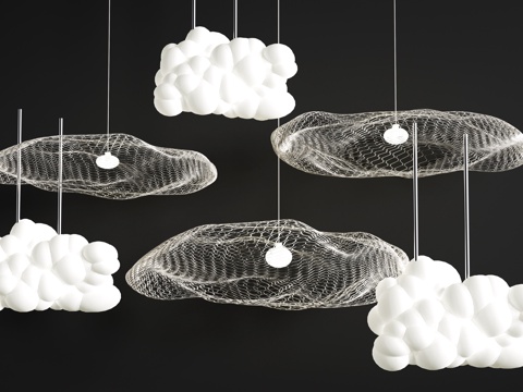 现代云朵吊灯 白云装饰吊灯 艺术吊su模型