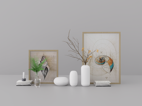 摆件组合su模型