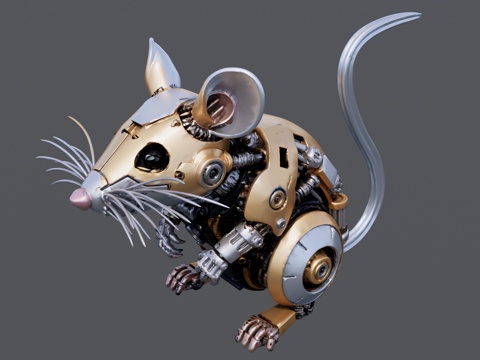 生肖机械鼠雕塑su模型