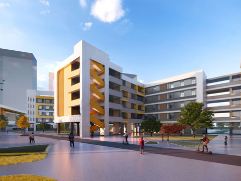 现代校园景观  校园建筑 教学楼建筑su模型