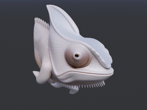 白模蜥蜴头雕塑su模型