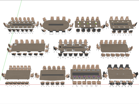 现代会议桌椅su模型