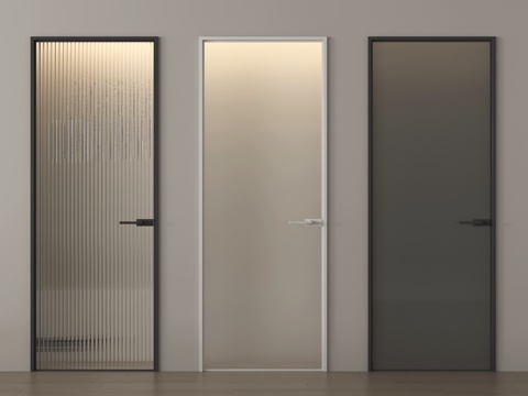 现代玻璃单开门   长虹玻璃门  灰油砂玻璃门  厨卫门su模型