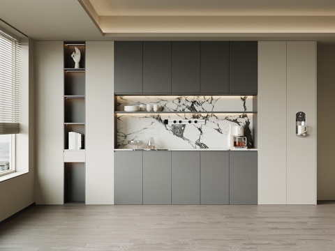 现代意式酒柜 餐边柜su模型