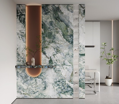 现代极简玄关 隔断墙 背景墙su模型