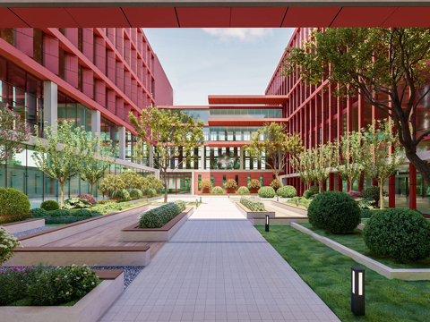 现代校园景观  校园建筑su模型