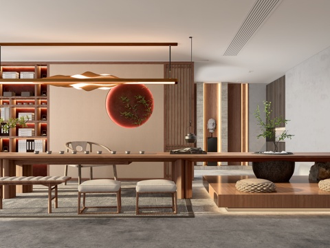 新中式茶室su模型