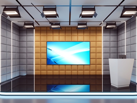  现代直播间 录播室3d模型 