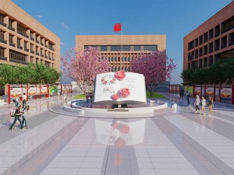 现代校园景观  校园建筑su模型