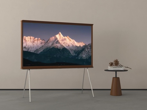  中古风液晶电视   支架电视 边几3d模型 