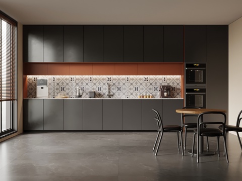 现代意式极简茶水间 电器su模型