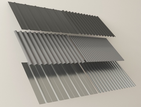 现代彩钢瓦   铁皮瓦 铁板瓦   彩钢板 波浪板su模型