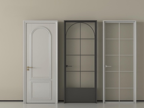 法式单开门 玻璃门单开门  厨卫门 卧室门su模型