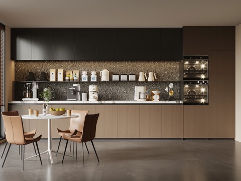 现代意式茶水间 茶水柜 电器su模型