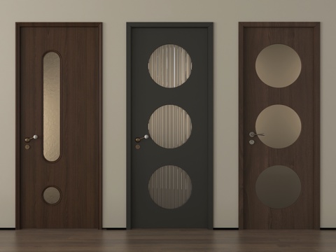 中古实木门  单开门 洞洞门  卧室门 玻璃门   厨卫门su模型