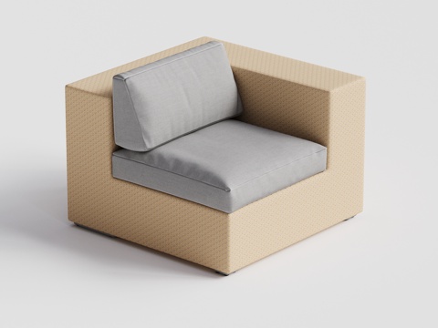 DEDON - 现代户外沙发 单人沙发 藤编转角沙发su模型