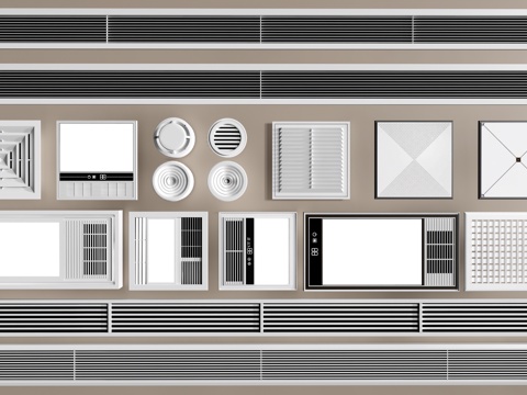 现代浴霸 空调出风口 铝扣板灯 平板灯su模型