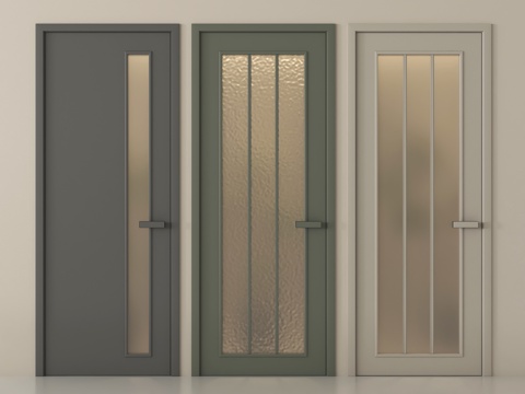 现代单开门  长虹玻璃门 厨卫门su模型