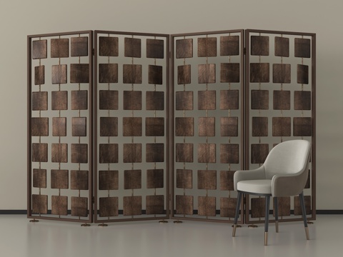 侘寂屏风隔断  折叠式屏风隔断su模型