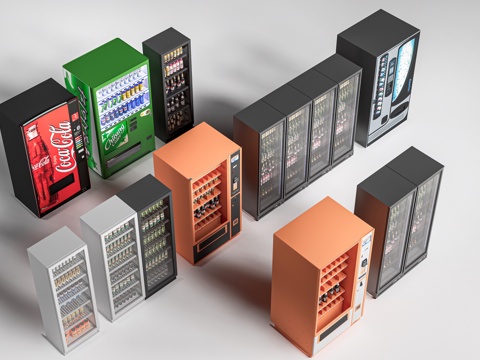 现代自动售卖机 冰柜 自助冷柜 贩卖机su模型