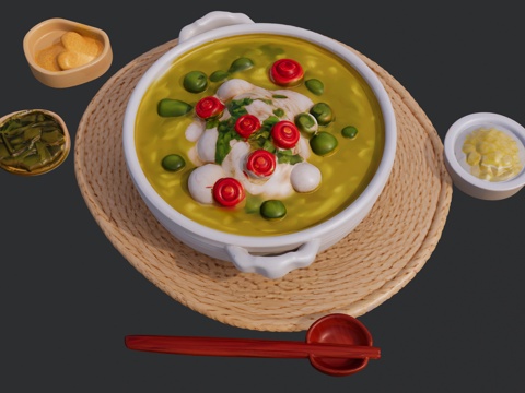 酸菜鱼菜品组合su模型