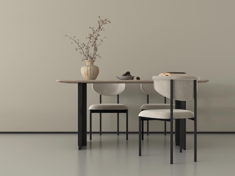 现代餐桌椅  餐椅 摆件su模型