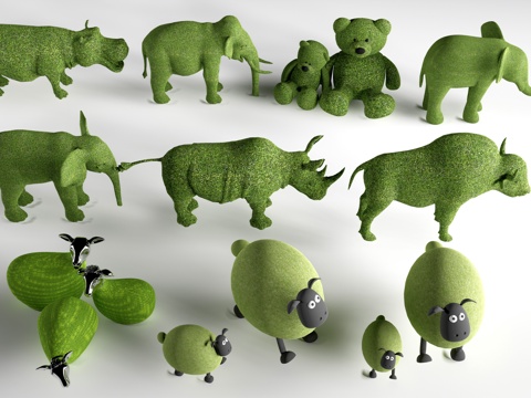 现代植物雕塑 动物造型绿植 植物造型su模型