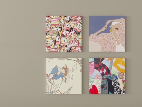  现代抽象装饰画   挂画 艺术画3d模型 