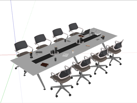 现代会议桌椅su模型