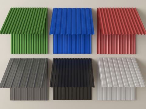 现代彩钢瓦   铁皮瓦 铁板瓦   彩钢板 波浪板su模型