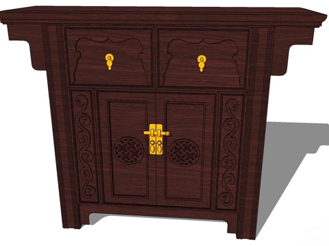 储物柜 边柜 斗柜 实木储物柜su模型